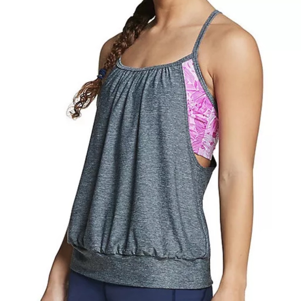 Speedo Women's Tankini Active Racerback Sport Swimsuit Swimwear Swim Top Size S